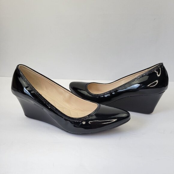 Cole Haan Emory Luxe Wedge Pumps Black Patent Size 7B - Picture 1 of 11
